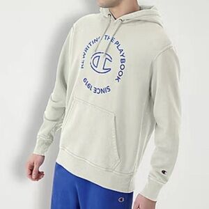 NWT Champion Mineral Dye Graphic Hoodie Sweatshirt Autumn Beige | Size L